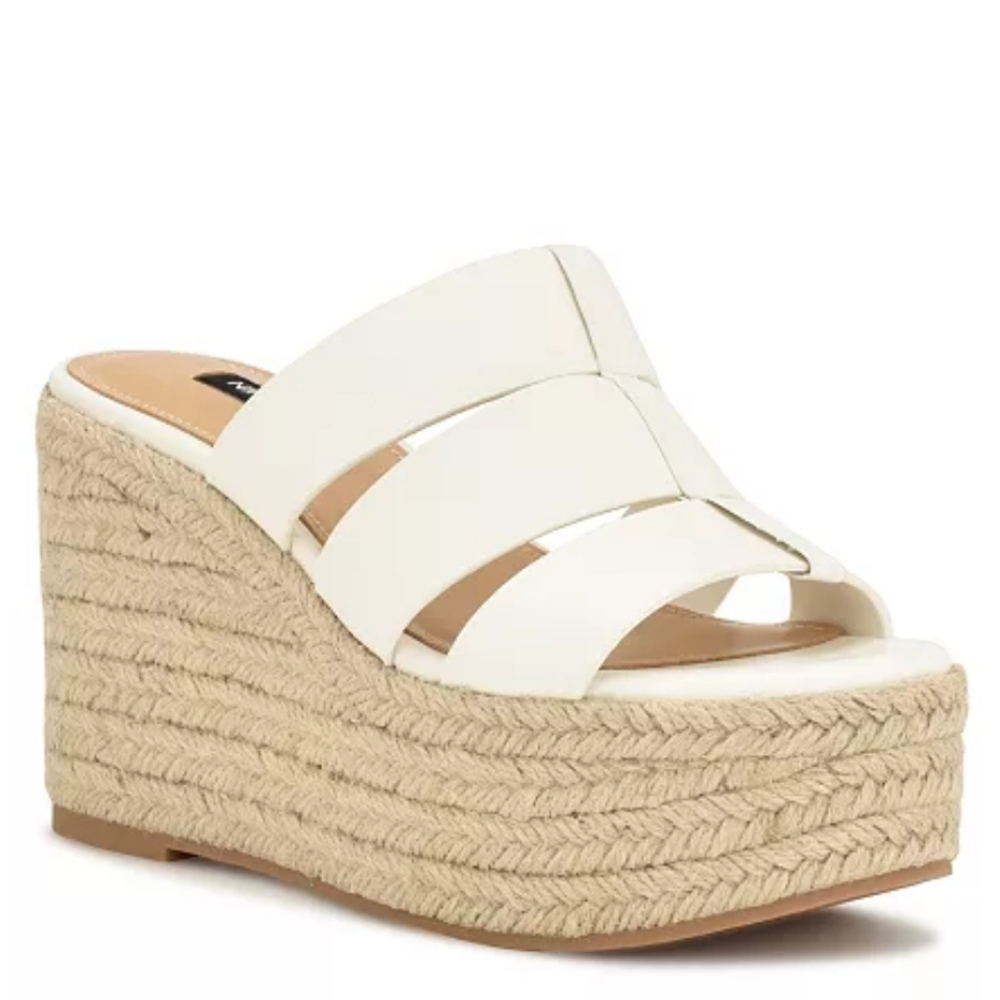 New w/o Box Nine West Keran 3 Vegan Leather Slip-On Espadrille Platform Wedges - Picture 6 of 6